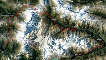 DSC00602_0_GEarth Trek route, counter clockwise starting from Zermatt. Overnight locations mentioned. One cable car ride marked in green. The trail section between Grachen and...