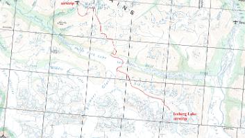 ak_topo_with_route 7 hiking days from Iceberg Lake to Bremner airstrips, Chugach Mountains, AK